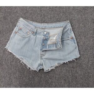 Levis 501 Denim Shorts Womens‎ 10 Blue Light Wash Button Fly Cut Off Micro Booty
